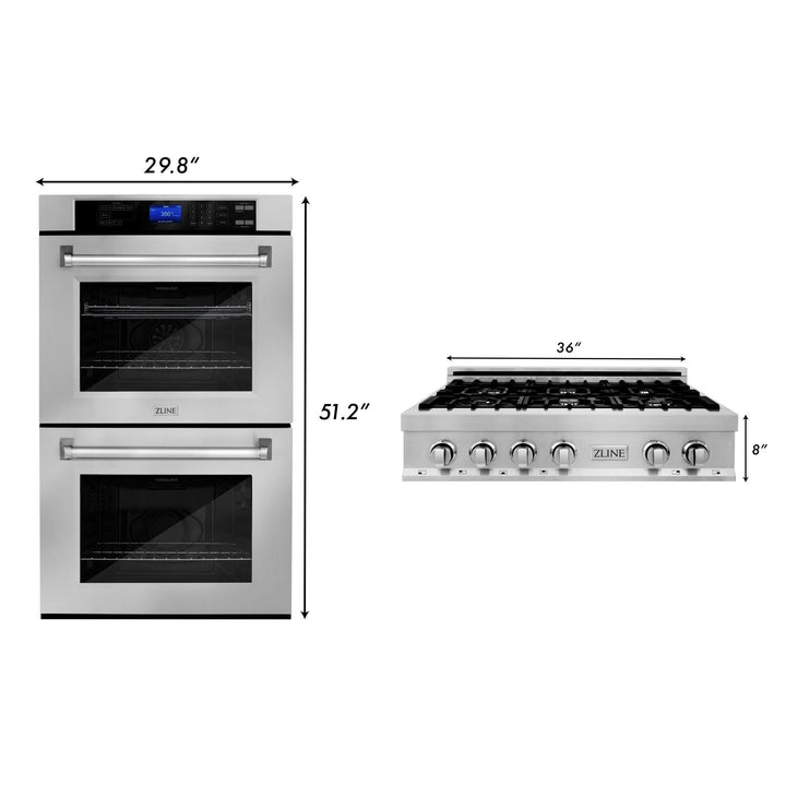 ZLINE KITCHEN AND BATH 2KPRTAWD36 ZLINE Kitchen Package with 36" Stainless Steel Rangetop and 30" Double Wall Oven