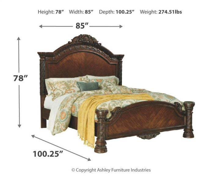 ASHLEY FURNITURE PKG005765 California King Panel Bed With Mirrored Dresser and Chest