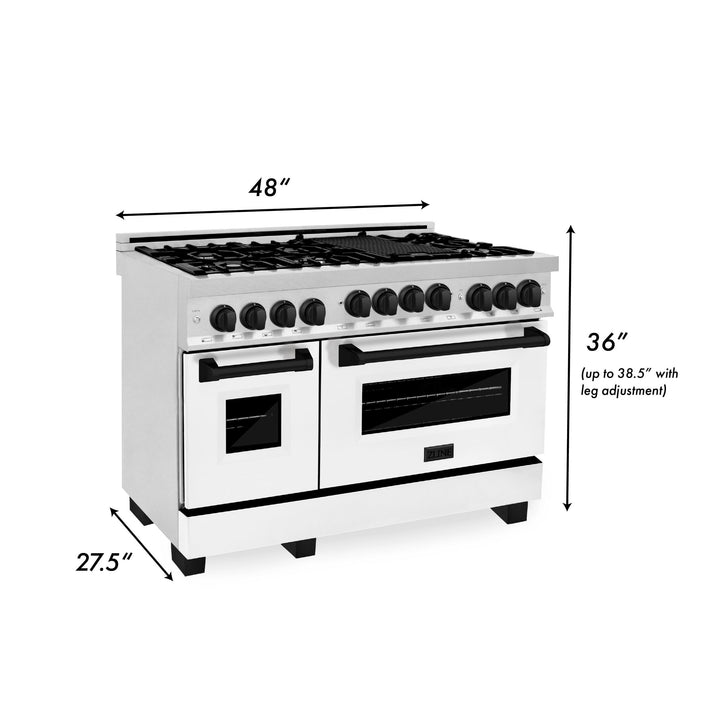 ZLINE KITCHEN AND BATH RGSZWM48CB ZLINE Autograph Edition 48" 6.0 cu. ft. Range with Gas Stove and Gas Oven in DuraSnow R Stainless Steel with White Matte Door Color: Champagne Bronze