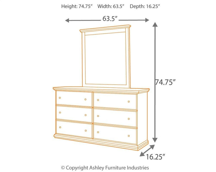ASHLEY FURNITURE PKG002688 Full Panel Headboard With Mirrored Dresser and Chest