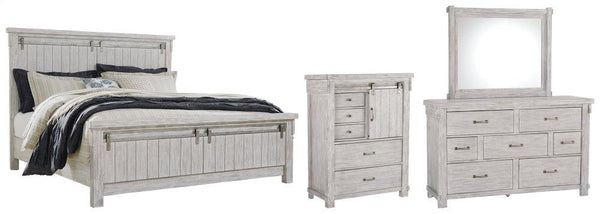 ASHLEY FURNITURE PKG006801 California King Panel Bed With Mirrored Dresser and Chest