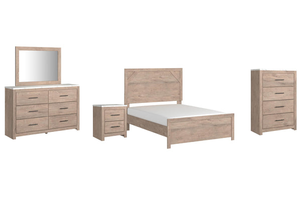 ASHLEY FURNITURE PKG009398 Full Panel Bed With Mirrored Dresser, Chest and Nightstand