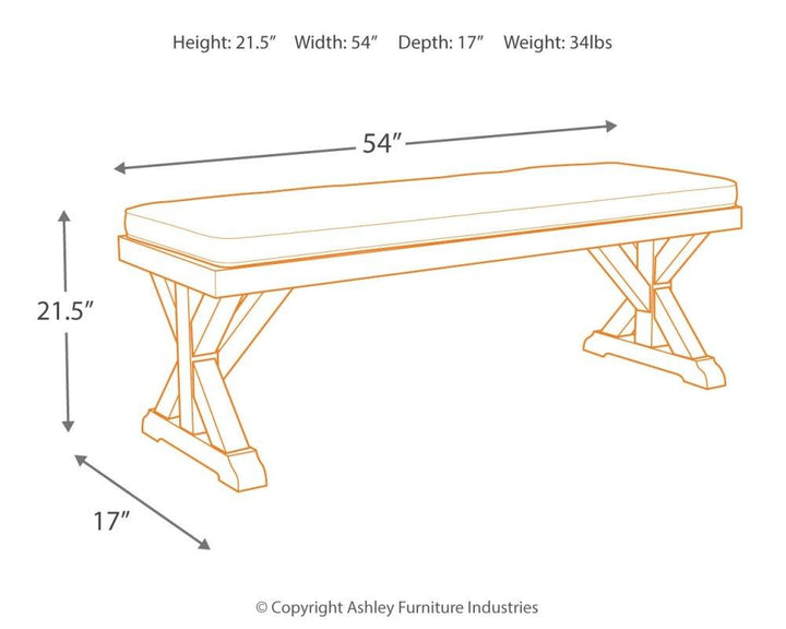 ASHLEY FURNITURE P791P5 Beachcroft Outdoor Dining Table With 4 Chairs and Bench