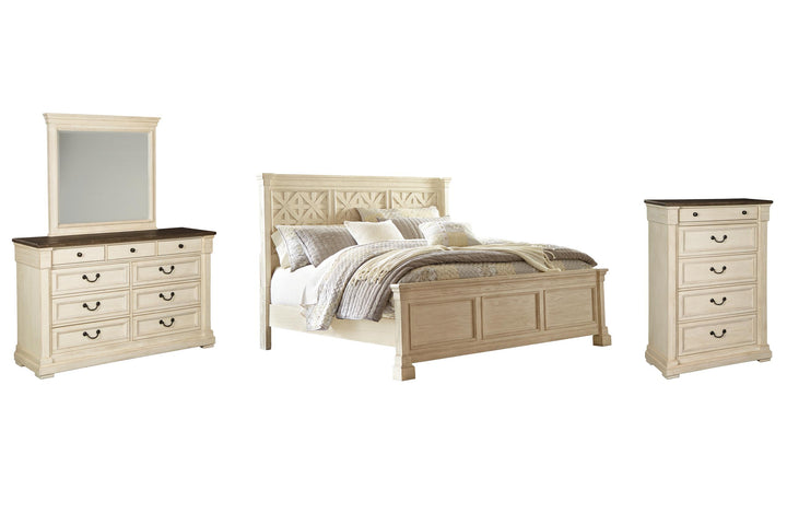 ASHLEY FURNITURE PKG006119 California King Panel Bed With Mirrored Dresser and Chest