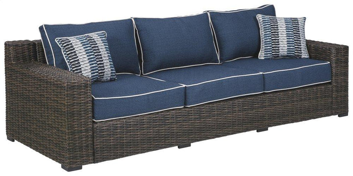 ASHLEY FURNITURE PKG008827 Outdoor Sofa, Loveseat and Ottoman