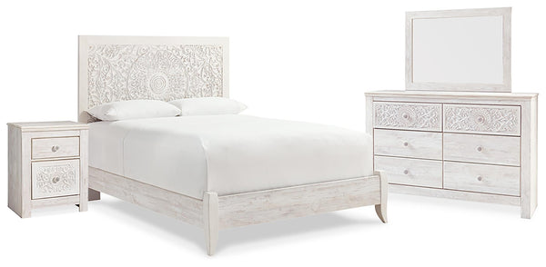 ASHLEY FURNITURE PKG014130 Queen Panel Bed With Mirrored Dresser and Nightstand