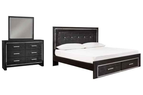 ASHLEY FURNITURE PKG008326 King Panel Bed With Storage With Mirrored Dresser