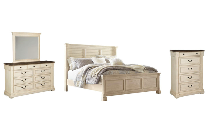 ASHLEY FURNITURE PKG006125 California King Panel Bed With Mirrored Dresser and Chest