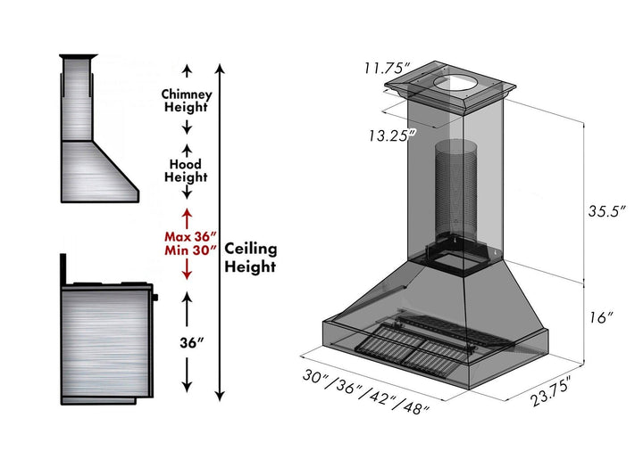 ZLINE KITCHEN AND BATH 8654C30 ZLINE Ducted ZLINE DuraSnow Stainless Steel R Range Hood with Copper Shell Size: 30 Inch