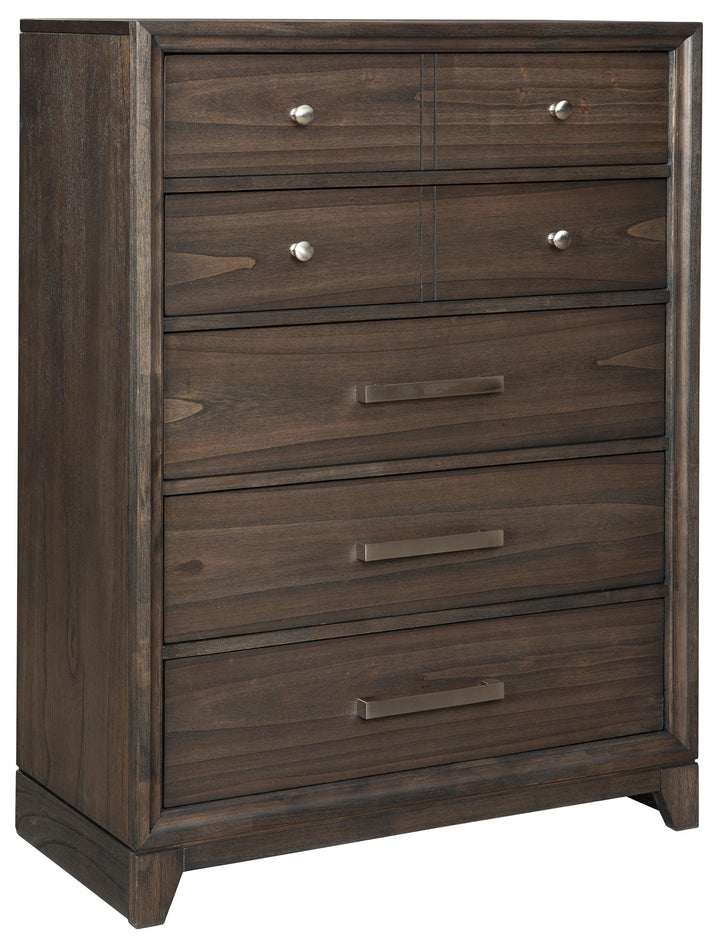 ASHLEY FURNITURE PKG005244 King Panel Bed With 2 Storage Drawers With Mirrored Dresser and Chest