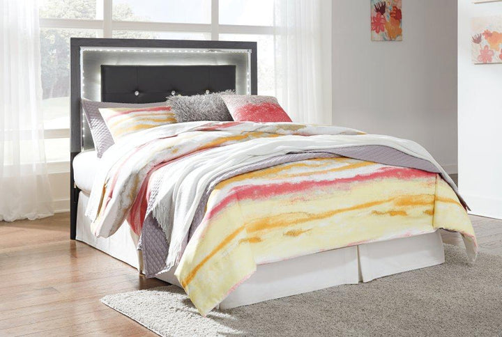 ASHLEY FURNITURE PKG003528 Full Upholstered Panel Headboard With Mirrored Dresser, Chest and Nightstand