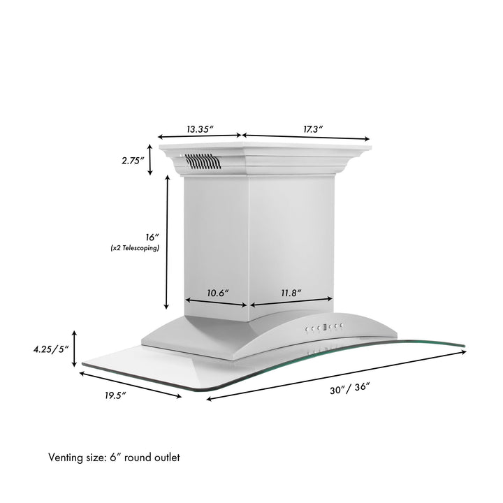 ZLINE KITCHEN AND BATH KNCRNBT30 ZLINE Wall Mount Range Hood in Stainless Steel with Built-in CrownSound R Bluetooth Speakers Size: 30 Inch