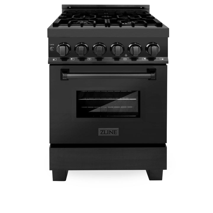 ZLINE KITCHEN AND BATH RAB24 ZLINE 24" 2.8 cu. ft. Dual Fuel Range with Gas Stove and Electric Oven in Black Stainless Steel Style: Black Stainless Steel