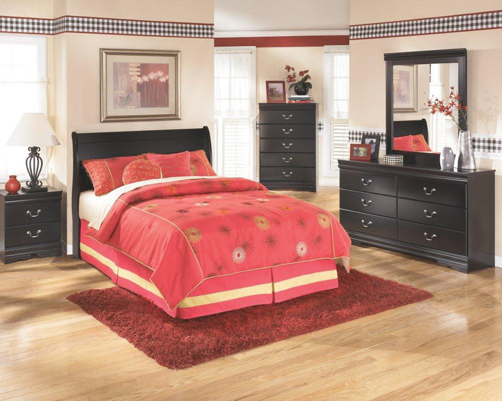 ASHLEY FURNITURE PKG002528 Full Sleigh Headboard With Mirrored Dresser, Chest and 2 Nightstands