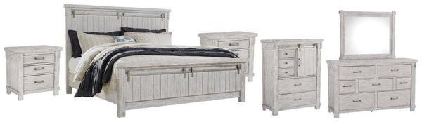 ASHLEY FURNITURE PKG006807 California King Panel Bed With Mirrored Dresser, Chest and 2 Nightstands