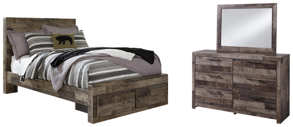 ASHLEY FURNITURE PKG003348 Full Panel Bed With 2 Storage Drawers With Mirrored Dresser