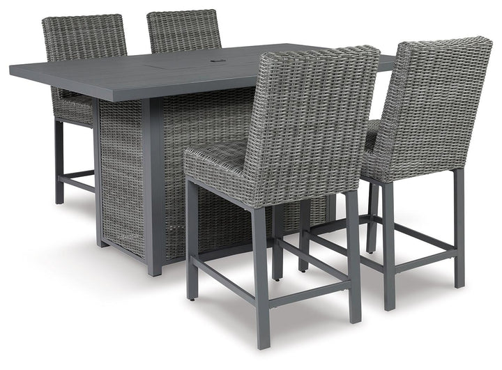 ASHLEY FURNITURE P520P1 Palazzo Outdoor Counter Height Dining Table With 4 Barstools