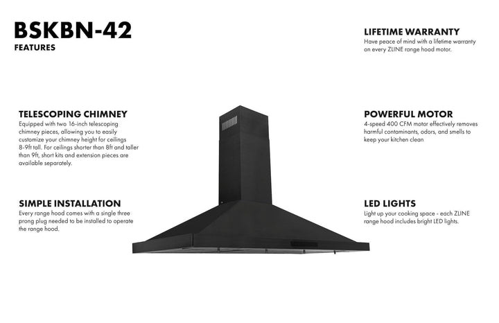 ZLINE KITCHEN AND BATH BSKBN24 ZLINE Convertible Vent Wall Mount Range Hood in Black Stainless Steel Size: 24 Inch