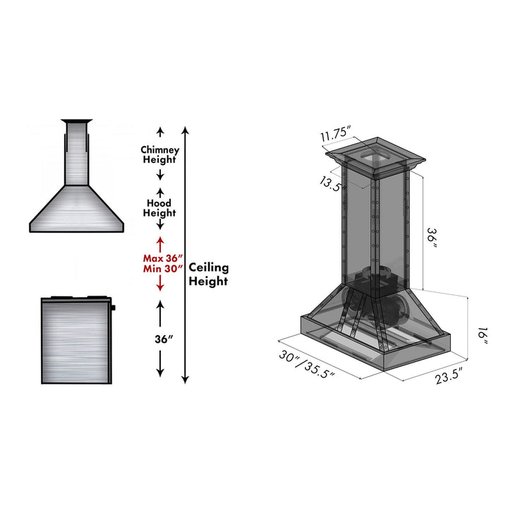 ZLINE KITCHEN AND BATH 655ICSSSS30 ZLINE 30" Designer Series Copper Island Range Hood