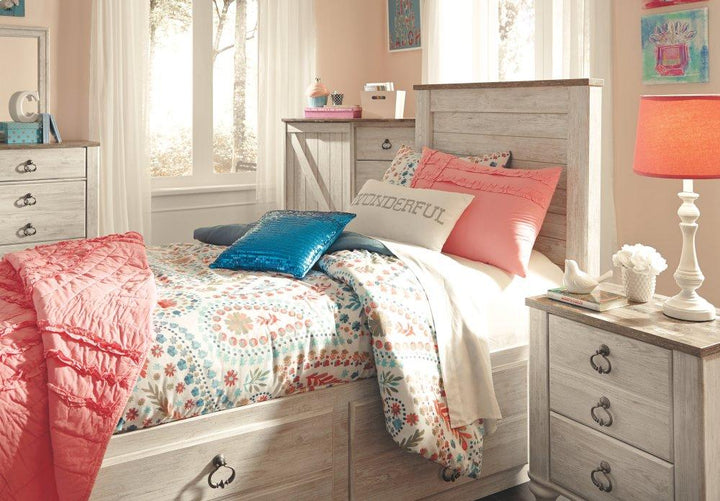 ASHLEY FURNITURE B267B21 Willowton Twin Panel Bed With 2 Storage Drawers