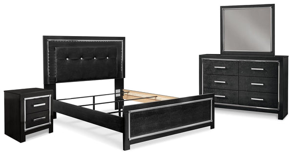 ASHLEY FURNITURE PKG014128 Queen Upholstered Panel Bed With Mirrored Dresser and Nightstand