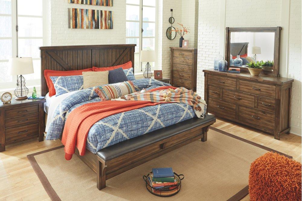 ASHLEY FURNITURE B718B7 Lakeleigh Queen Panel Bed With Upholstered Bench