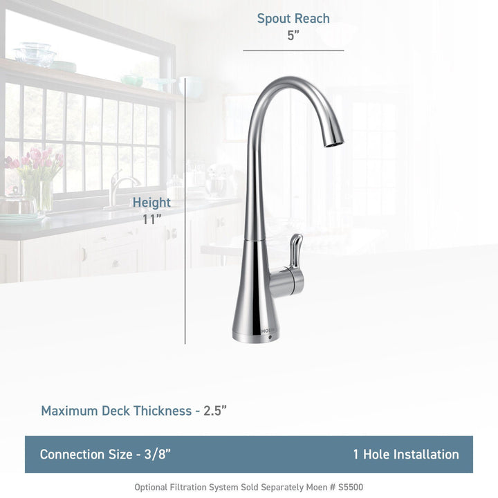 MOEN S5520BLS Sip Transitional Black stainless one-handle high arc beverage faucet