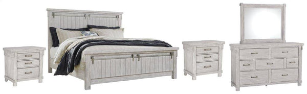 ASHLEY FURNITURE PKG006776 California King Panel Bed With Mirrored Dresser and 2 Nightstands