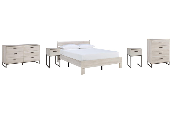 ASHLEY FURNITURE PKG009020 Queen Platform Bed With Dresser, Chest and 2 Nightstands