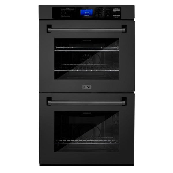 ZLINE KITCHEN AND BATH AWDZ30BSG ZLINE 30" Autograph Edition Double Wall Oven with Self Clean and True Convection in Black Stainless Steel Color: Gold