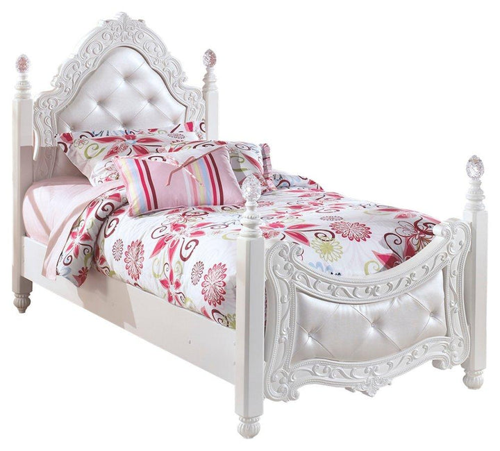 ASHLEY FURNITURE PKG002968 Twin Poster Bed With Mirrored Dresser