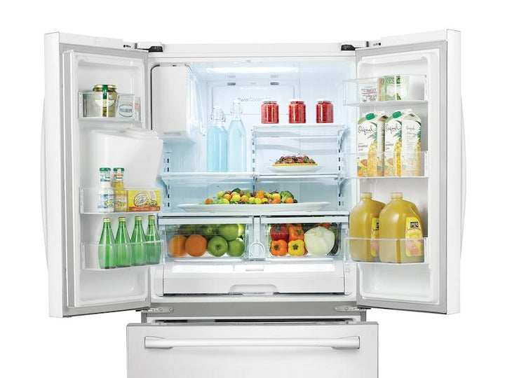 SAMSUNG RF263BEAEWW 25 cu. ft. French Door Refrigerator with External Water & Ice Dispenser in White