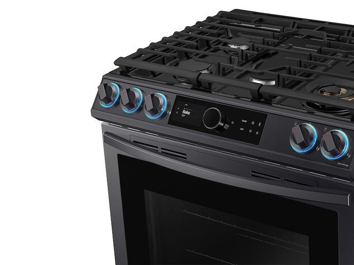 SAMSUNG NX60T8711SG 6.0 cu ft. Smart Slide-in Gas Range with Smart Dial & Air Fry in Black Stainless Steel