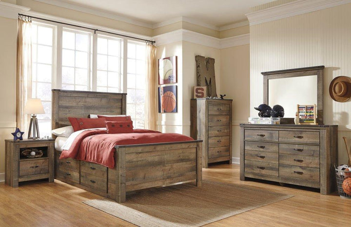 ASHLEY FURNITURE PKG005155 Full Panel Bed With 2 Storage Drawers With Mirrored Dresser