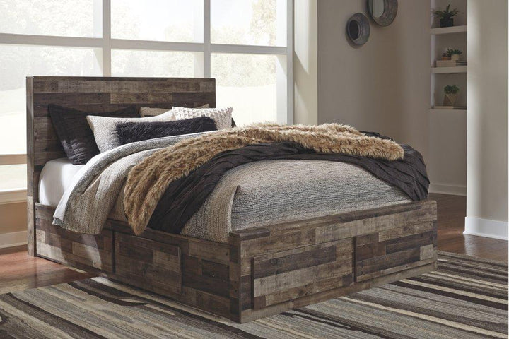 ASHLEY FURNITURE PKG003436 Queen Panel Bed With 6 Storage Drawers With Mirrored Dresser and 2 Nightstands