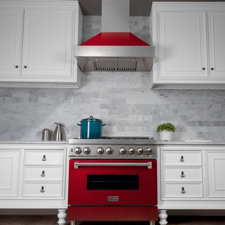 ZLINE KITCHEN AND BATH 8654RG30 ZLINE Ducted ZLINE DuraSnow Stainless Steel R Range Hood with Red Gloss Shell Size: 30 Inch