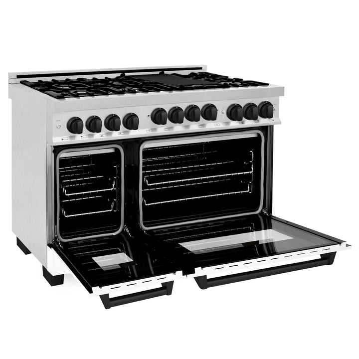 ZLINE KITCHEN AND BATH RGSZWM48CB ZLINE Autograph Edition 48" 6.0 cu. ft. Range with Gas Stove and Gas Oven in DuraSnow R Stainless Steel with White Matte Door Color: Champagne Bronze