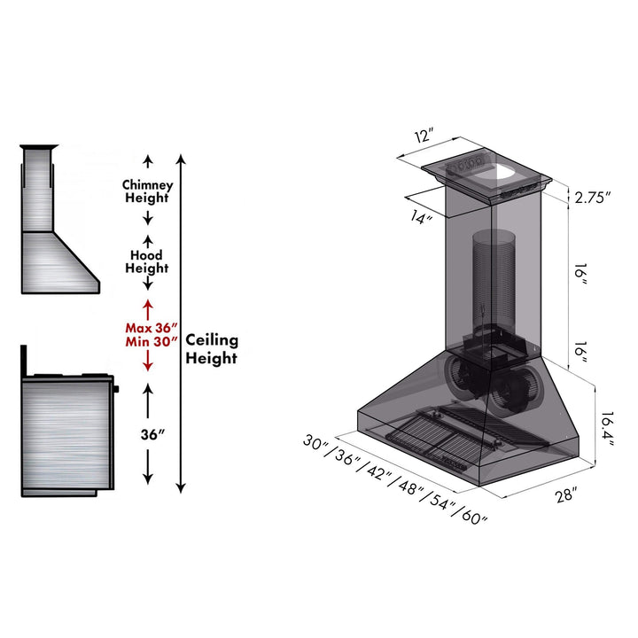 ZLINE KITCHEN AND BATH 697CRNBT30 ZLINE Professional Wall Mount Range Hood in Stainless Steel with Built-in CrownSound TM Bluetooth Speakers Size: 30 Inch