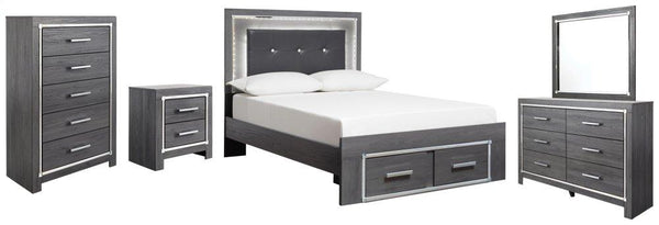 ASHLEY FURNITURE PKG003616 Full Panel Bed With 2 Storage Drawers With Mirrored Dresser, Chest and Nightstand