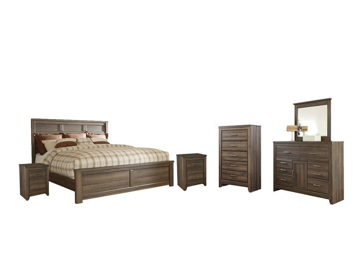 ASHLEY FURNITURE PKG004086 Queen Panel Bed With Mirrored Dresser, Chest and 2 Nightstands