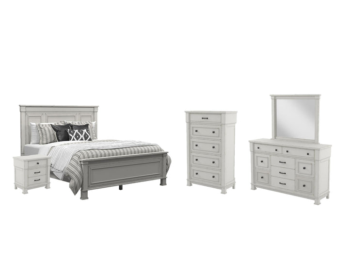 ASHLEY FURNITURE PKG006073 Queen Panel Bed With Mirrored Dresser, Chest and Nightstand