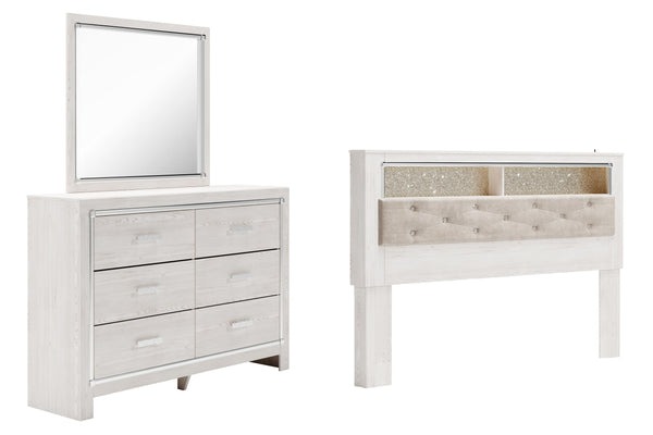 ASHLEY FURNITURE PKG009485 King Bookcase Headboard With Mirrored Dresser