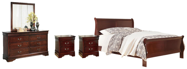 ASHLEY FURNITURE PKG004961 Queen Sleigh Bed With Mirrored Dresser and 2 Nightstands