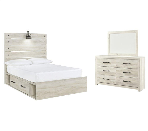 ASHLEY FURNITURE PKG003056 Full Panel Bed With 4 Storage Drawers With Mirrored Dresser