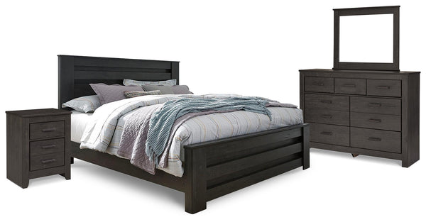 ASHLEY FURNITURE PKG014148 King Panel Bed With Mirrored Dresser and Nightstand