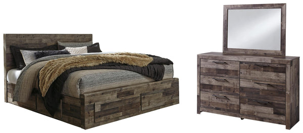 ASHLEY FURNITURE PKG003359 King Panel Bed With 4 Storage Drawers With Mirrored Dresser
