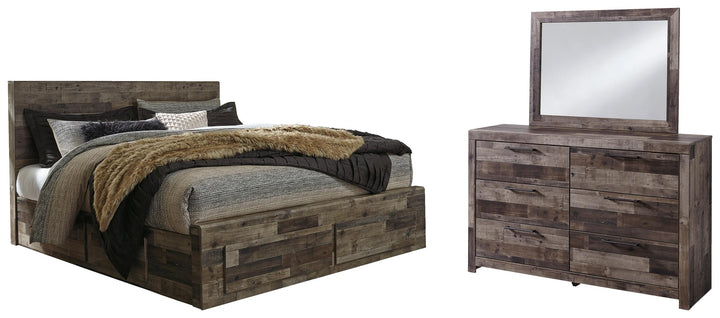 ASHLEY FURNITURE PKG003359 King Panel Bed With 4 Storage Drawers With Mirrored Dresser