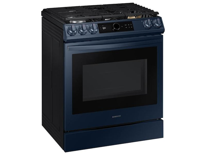 SAMSUNG NX60A8711QN Bespoke Smart Slide-in Gas Range 6.0 cu. ft. with Smart Dial, Air Fry & Wi-Fi in Navy Steel