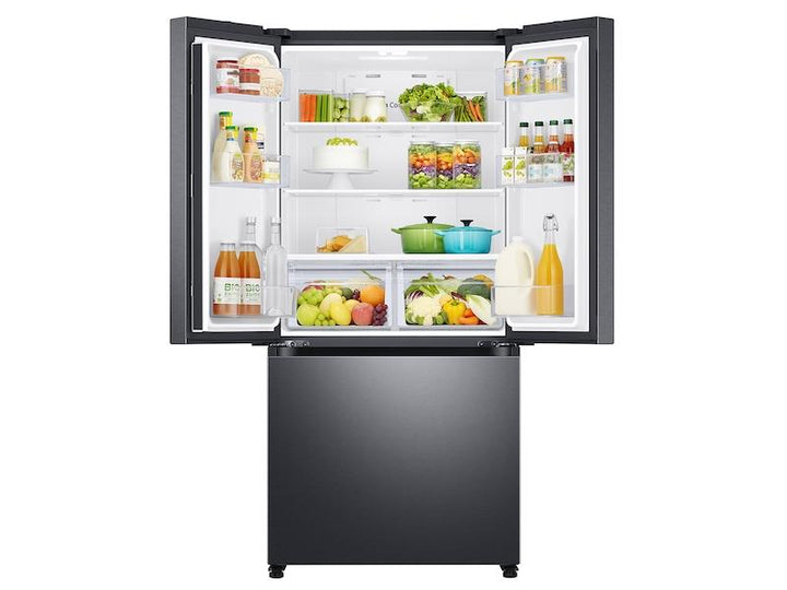 SAMSUNG RF18A5101SG 18 cu. ft. Smart Counter Depth 3-Door French Door Refrigerator in Black Stainless Steel