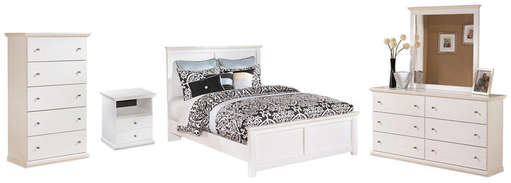 ASHLEY FURNITURE PKG002786 Queen Panel Bed With Mirrored Dresser and Chest
